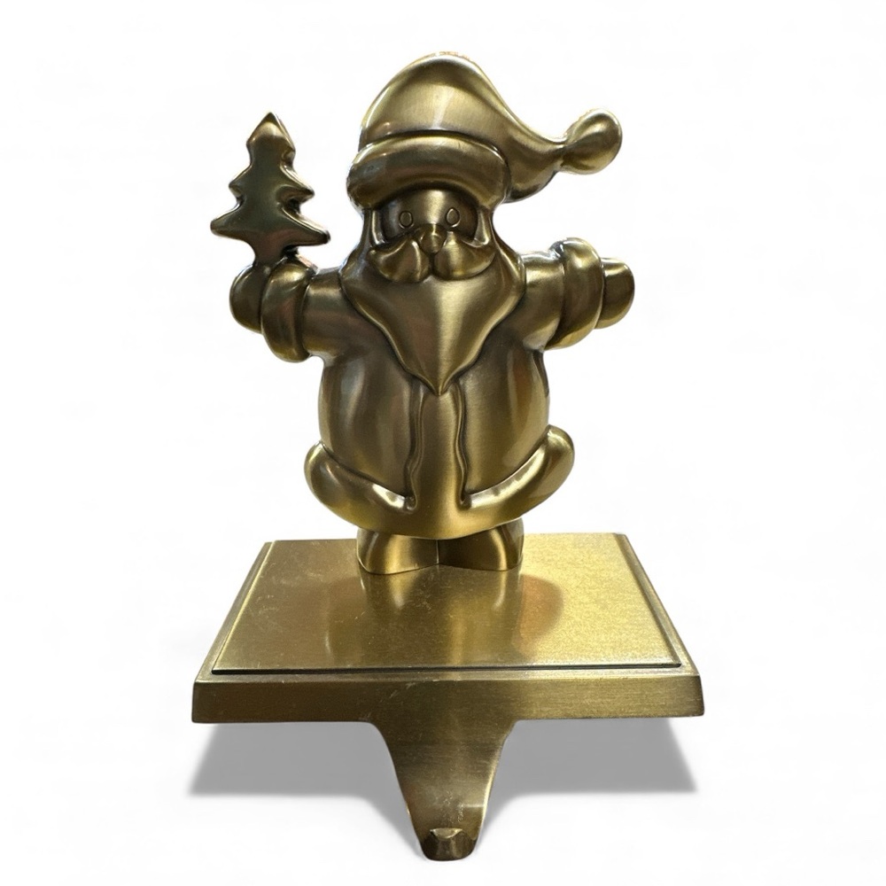 Gold Santa Claus & Snowman Stocking Holders Two Each